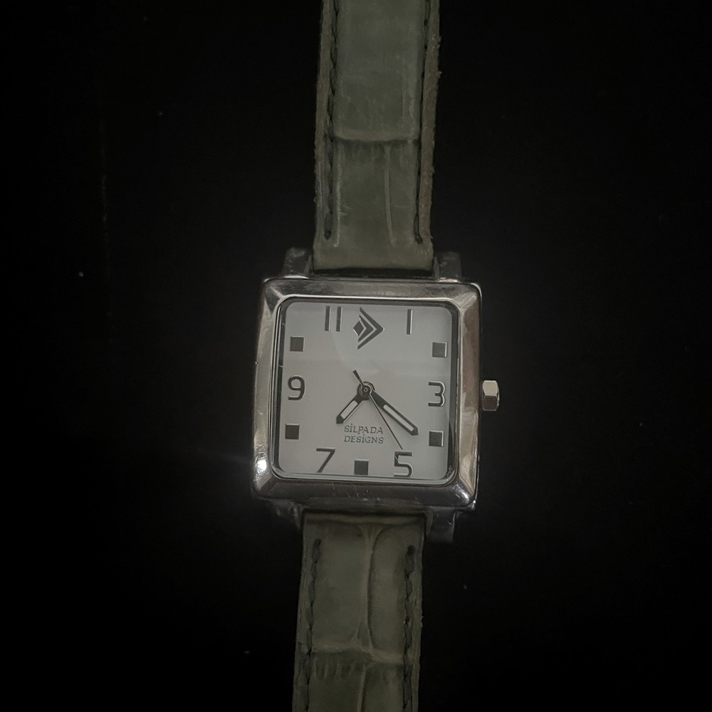 Silpada green leather band watch